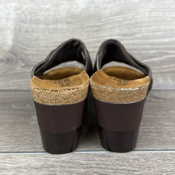 Naot Eve Brown Leather Women's Sz 9/EU 40 Slip On Open Toe Platform Wedge Sandal - Picture 4 of 11